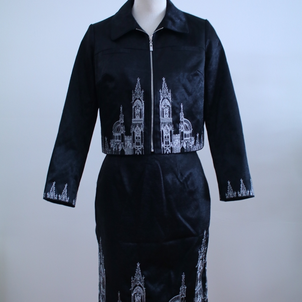 Zip up and skirt velvet set
